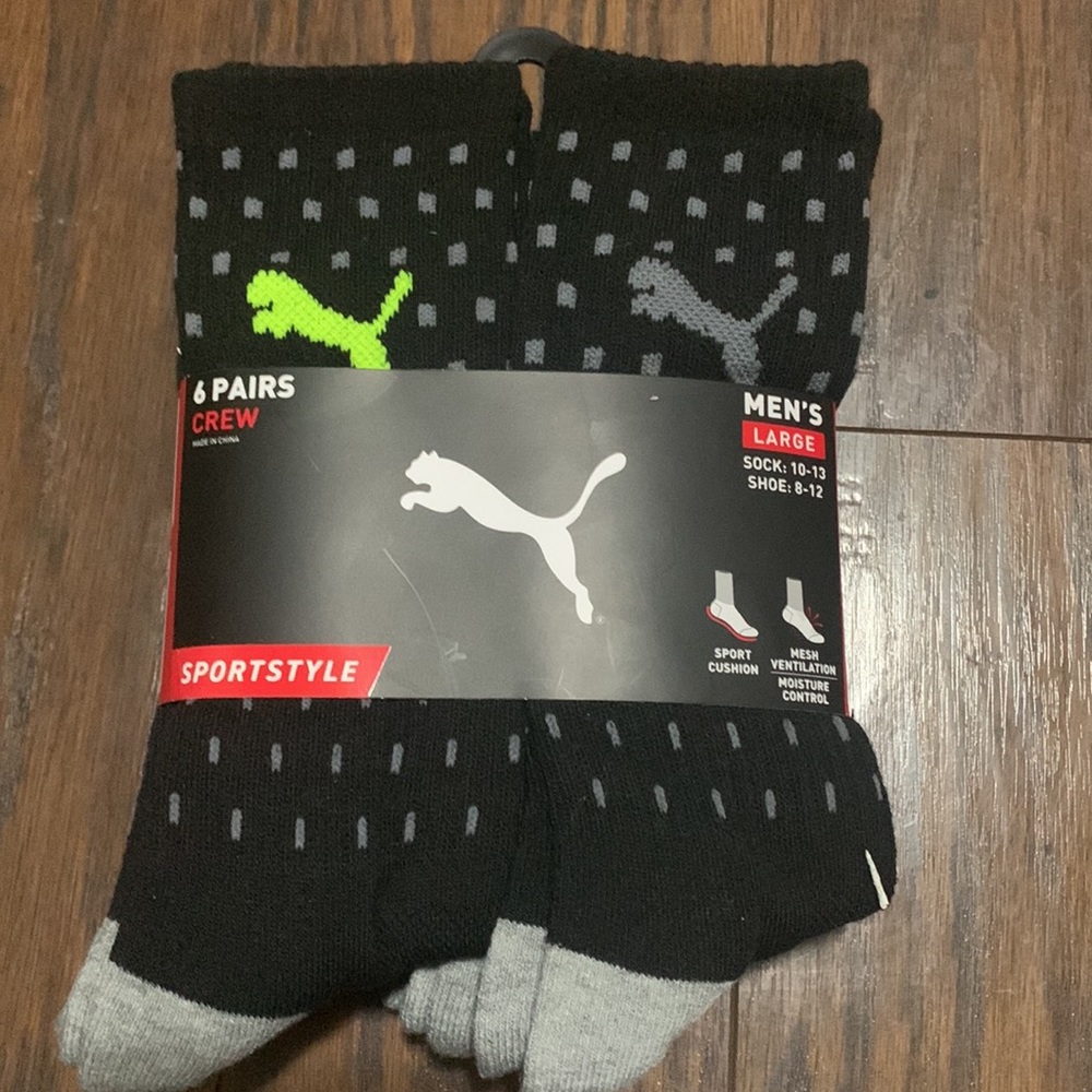 NWT 6pair Puma Sport Style crew socks